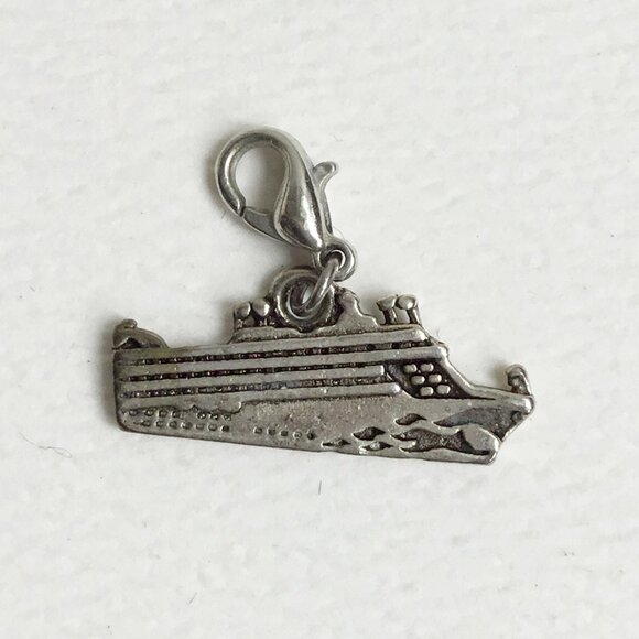 Silver Tone Cruise Ship Boat Nautical Maritime Pendant Charm - Picture 1 of 2